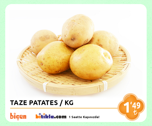 Bicenmarket's tweet photo. #Manav Reyonumuzda Bugün; #Patates KG 1,49₺ Ayrıca #Bitıkla http://t.co/Cy7qXxiVzt 'la 1 Saatte kapınızda. http://t.co/WIvCpmUT1e