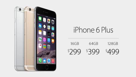 applenws's tweet image. iPhone 6 Plus starts at $299 with a two-year contract. It comes in gold, silver, and space gray