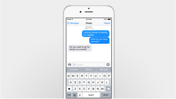 TIM_Official's tweet photo. La tastiera predittiva dell'#iPhone6 sa quello che scriverai prima che lo scrivi. #AppleLive #Saggiomela http://t.co/UqdCMLmxce