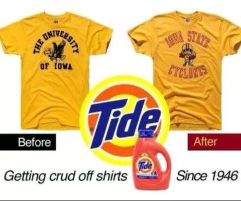 AmesProbs's tweet image. Tell your Hawkeye friends to buy Tide and he or she will see the remarkable difference.