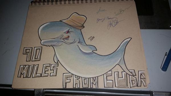 90MFCuba's tweet photo. Pretty cool drawing some one did for us #90milesfromcuba #90MFC http://t.co/2SOAOo9aWV