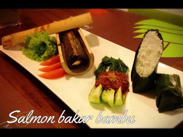 Our new signature dish... " salmon bakar bambu " #IndonesianCuisine #specialpromo