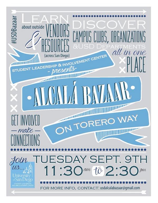 Don't forget to stop by the Alcalá Bazaar today from 11:30-2:30!