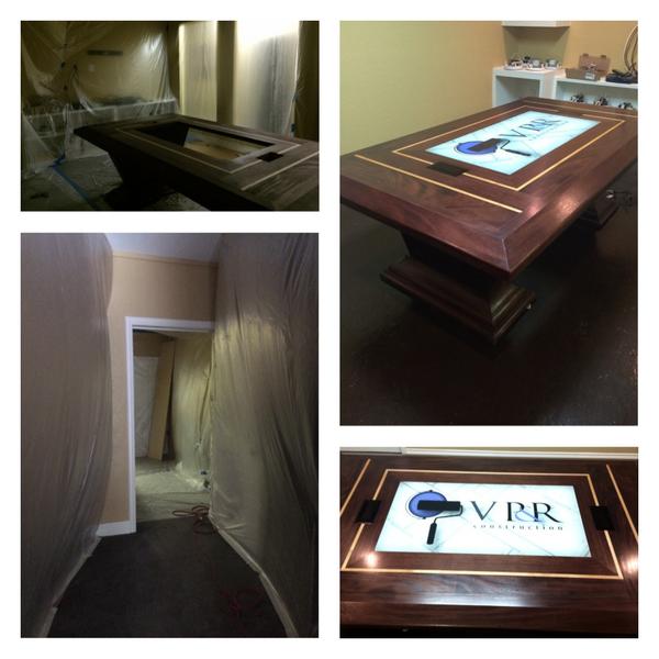 VPRconstruction's tweet photo. Our Table Is Completed. Looks good! Before &amp; After Process. Charlie our good friend made the table. @VPRconstruction http://t.co/S62ZwNlAAe