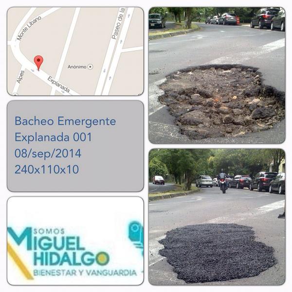Hola bacheo terminado en bosques abedules, bosques araucarias, explanada