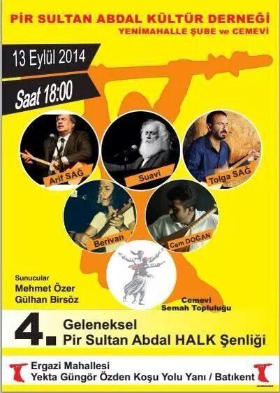 arifsagasm's tweet photo. 4.Geleneksel Pir Sultan Abdal Halk Şenliği...
13 Eylül Cumartesi 
Saat:18.00
Tüm dostları bekleriz.. http://t.co/Lq3b59td8V