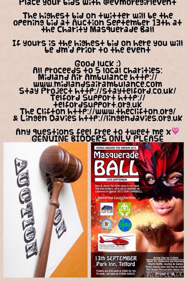 #CharityAuction5  <a href="/hands2014/">Hands Around Wrekin</a> Ball

@TLiveTelford 80's Night Signatures/photo  
Current bid £40