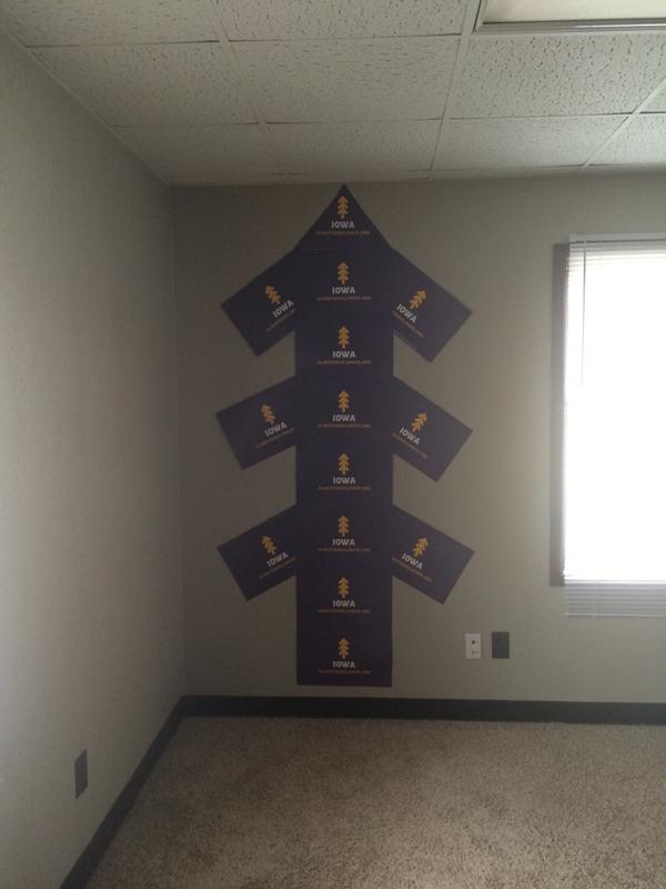 the_packdaddy's tweet photo. office decorations are coming along nicely! #swag @NextGenIowa http://t.co/XbnZeu1g5A