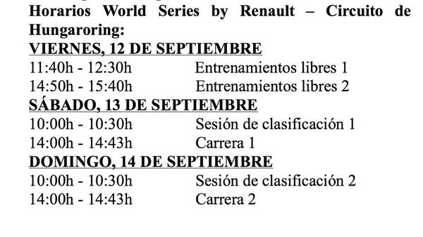 BOrtizE's tweet photo. Mañana viajamos a Hungría! 
Este finde próxima carrera. 
Horarios @WSR_Live @carlosainz @damsracing http://t.co/gqAvU7v6WV