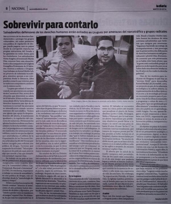 BishopMIDV's tweet image. Página central de La Diaria 09/09 /2014 #IEPES #KernelML #LMG #RegulaSV