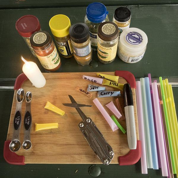 Tip: Flame-sealed sections of drinking straws make handy spice holders. #outdoorhacks #letscamp (via @REI)