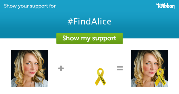 adesXD's tweet photo. Please help support #FindAlice, add a #Twibbon now! http://t.co/UCNZkghJ46 http://t.co/wBkqjZhzNs
