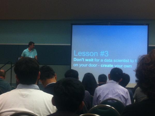 USFCAExecEd's tweet image. &quot;Don&apos;t wait for the data scientists to knock on your door, create your own&quot; @BigDataSc @LinkedIn #bigdataconf