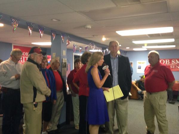 <a href="/BobSmithSenate/">Bob Smith</a> stands flanked by supporters after <a href="/SenScottBrown/">Scott P. Brown</a> projected as winner. #nhpoli