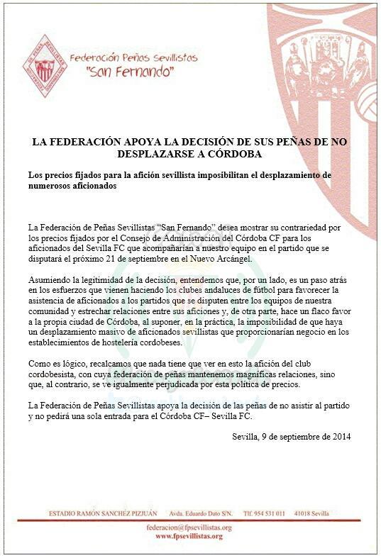 canblanquiverde's tweet photo. Comunicados de la Federación de Peñas Sevillistas “San Fernando” y de BIRIS NORTE. 

#CCFSevilla. http://t.co/MVLIyHlUe0