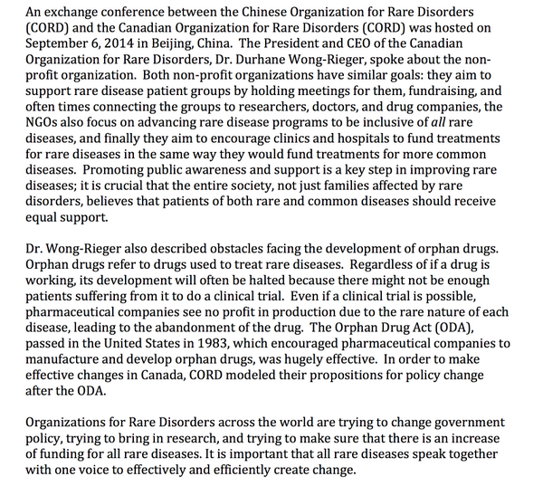 CORD_NGO's tweet photo. Summary of our exchange conference with the Canadian Organization for Rare Disorders (@raredisorders) http://t.co/dmXh5E0ZvA