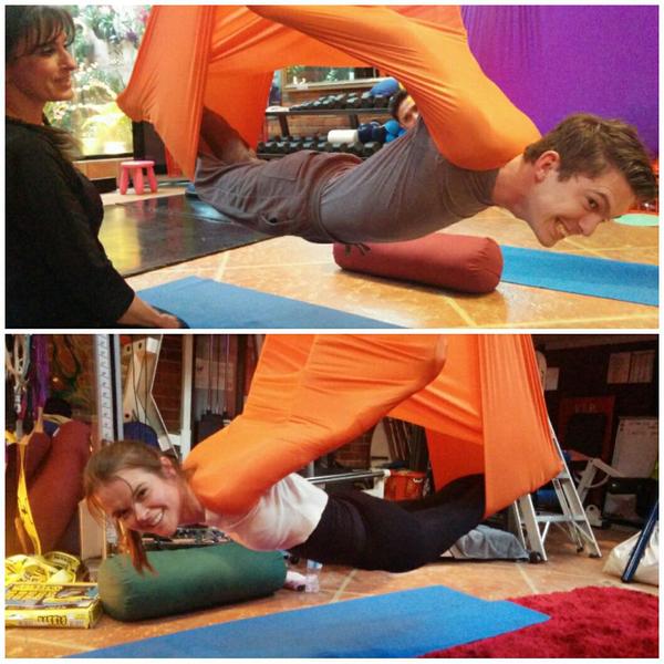 bethanykeats's tweet photo. #teamABCInternational doing flying yoga for #abcgetfit. What a way to uplift the midweek mood! http://t.co/iIeSBWqd1Q