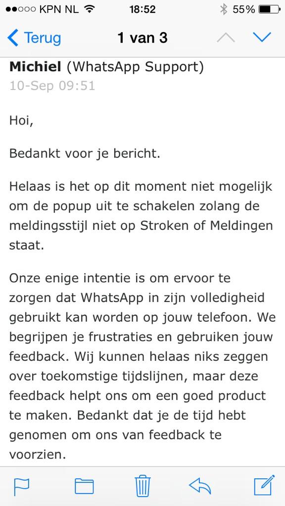 Helaas word je verplicht om meldingen te krijgen bij #whatsapp na update. Beetje jammer hoor....