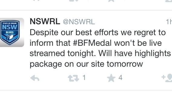 marooncrusade's tweet photo. Congrats @IntrustSuperCup @Qld_Maroon on the live streaming of #CMmedal #InstrustSuperCup - meanwhile in NSW... 😂 http://t.co/0oLifRlL59