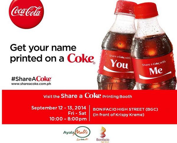 Get a chance to win your very own personalized Coke bottle! Just follow <a href="/BoniHighStreet/">BonifacioHighStreet</a> &amp; retweet this! #iloveBHS