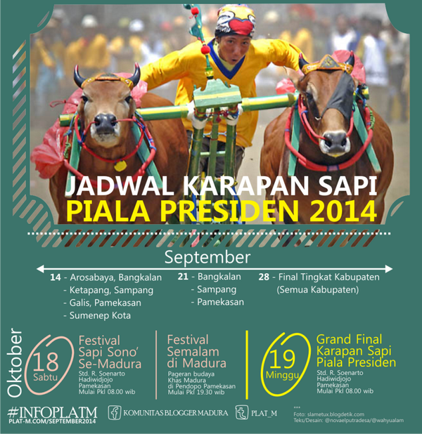 eastjavatravel's tweet photo. Yuk ke Madura, saksikan eksotisme Karapan Sapi. Berikut jadwal Karapan Sapi di Madura  http://t.co/GGNZMfEDee - via @plat_m #VisitJatim