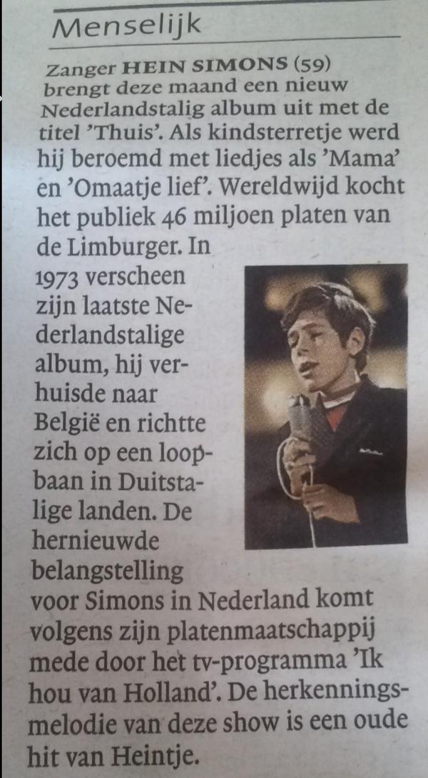 THEARAMAEKERS's tweet photo. nog 9 dagen geduldig wachten op de nieuwe CD van Hein Simons 'THUIS' met 12 prachtige nieuwe titels. http://t.co/8yMfjJFXgm