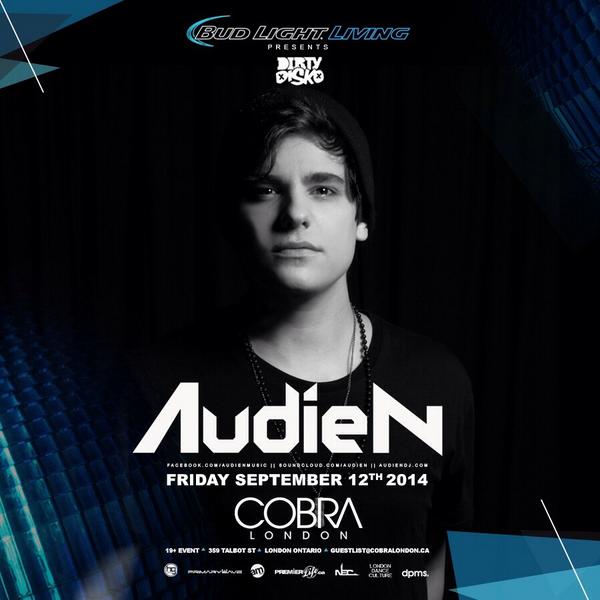 dirtydiskomusic's tweet photo. RT for a chance to win a pair of tix to see @Audien @CobraLondon this Friday. Winner will be drawn after 8pm today! http://t.co/GsWt20BDeF