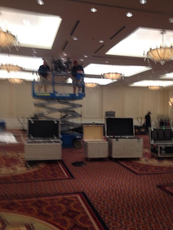 PDC our great  production team creating  great ballroom experience for CBAO conv starting tonight #2014cbaok <a href="/CBAOK/">CBAO</a>