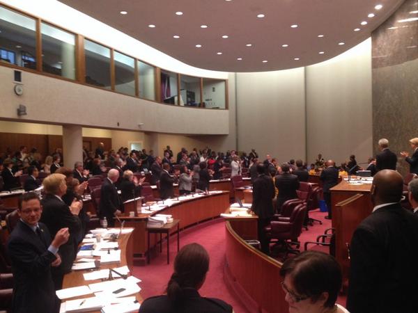 chicityclerk's tweet photo. US Little League Baseball champs at City Hall today get a standing ovation from the #chicouncil. #JRW #LLWS2014 http://t.co/1G0L8spTda