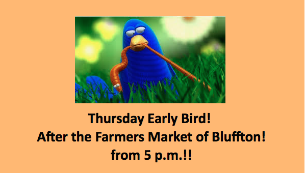 COTTAGEBLUFFTON's tweet photo. Thursday early bird dinner after the farmers market of bluffton from 5pm. reserve your table. #thecottagebluffton http://t.co/lDJXtI8kyR