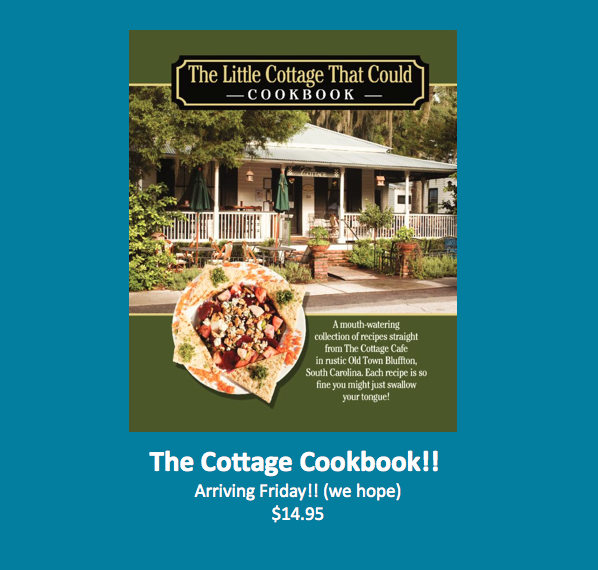 COTTAGEBLUFFTON's tweet photo. The cottage cookbook arrives Friday (we hope) $14.95. #thecottagebluffton http://t.co/HzkqhkSQM4