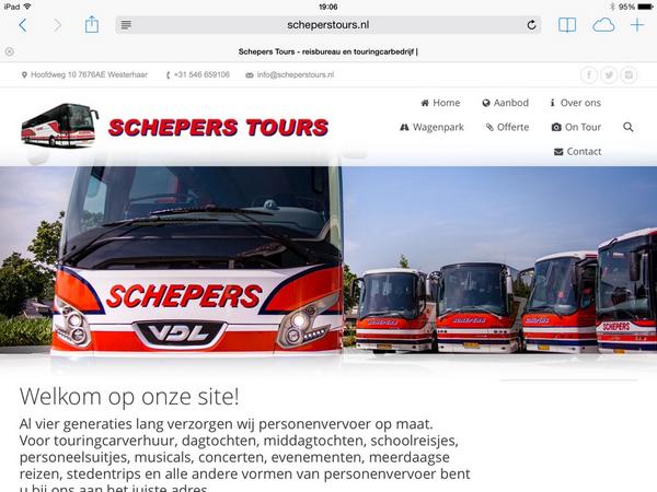 SchepersTours's tweet photo. Daar is hij dan, onze nieuwe website. Breng snel een bezoekje en bekijk ons aanbod op http://t.co/J3UNIcB9dT http://t.co/UhuklSs8qB