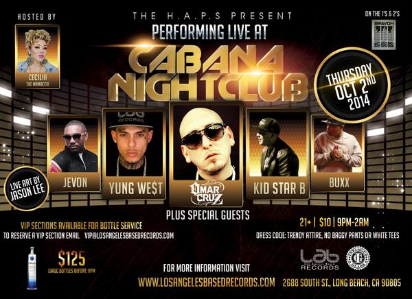 theHAPSevents's tweet photo. Oct 2nd in the #LBC ! Performing live @iamOMARCRUZ @CEO_YUNGWEST @KIDSTARB @JevonOfficial @Buxx84 @youngrealm &amp; more! http://t.co/FNGZMZi3Bc