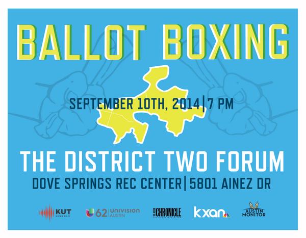 OnMyBlockATX's tweet photo. Don't forget: Our Ballot Boxing forum in District 2 is TONIGHT at Dove Springs Rec Ctr!
http://t.co/8l5UPpYrMn #BBD2 http://t.co/sY0VaS212W
