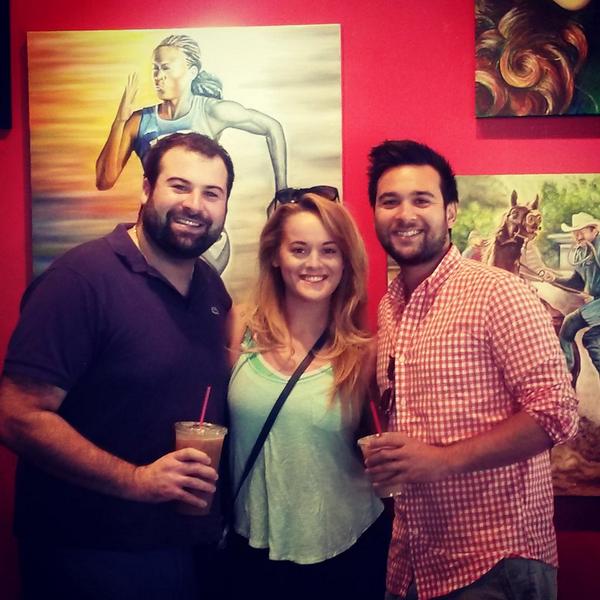 flyinghorsecafe's tweet photo. The cast of " Nice Work If You Can Get It " stopped by the café today. Check them out now until the 14th.  #dsm http://t.co/gicPJVtAX5