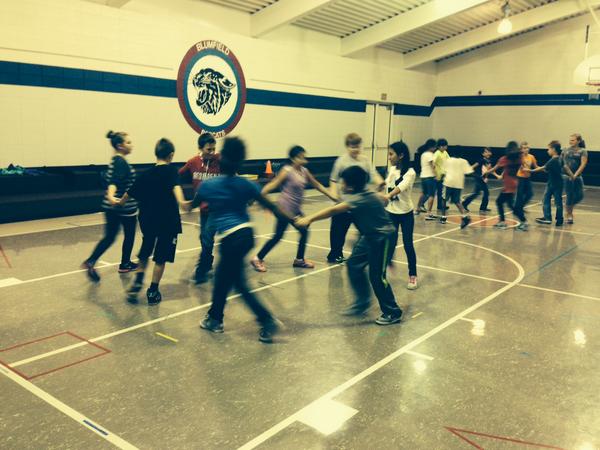 It is square dancing week in PE class!