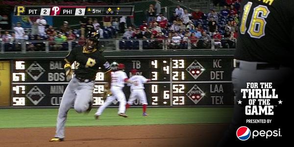 MLB's tweet image. .@TheCUTCH22 was FLYING! A stand-up, inside-the-park home run: atmlb.com/1qHjhoC  #ThrillOfTheGame