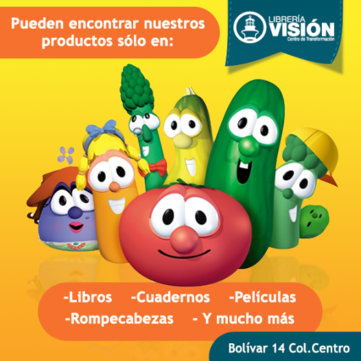 LibreriaVision's tweet image. Ya conoces los Veggie Tales? 
¡Ven a Librería Visión Centro!

Nos enseñan mucho y son muy divertidos!

#Familia
