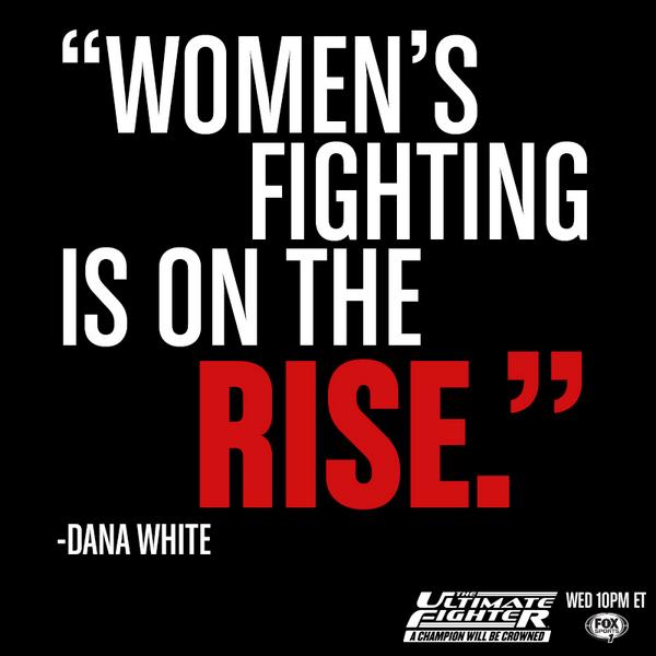 UltimateFighter's tweet photo. "Women's fighting is on the rise" @DanaWhite touting the latest addition to the @UFC #TUF #AChampionWillBeCrowned http://t.co/Jl8KbcBy6z