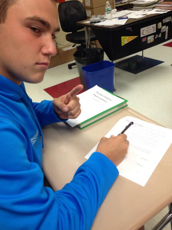 thunder_chixen's tweet photo. The Commissioner has officially signed. #cluckstrong http://t.co/S5YBaAwF8a