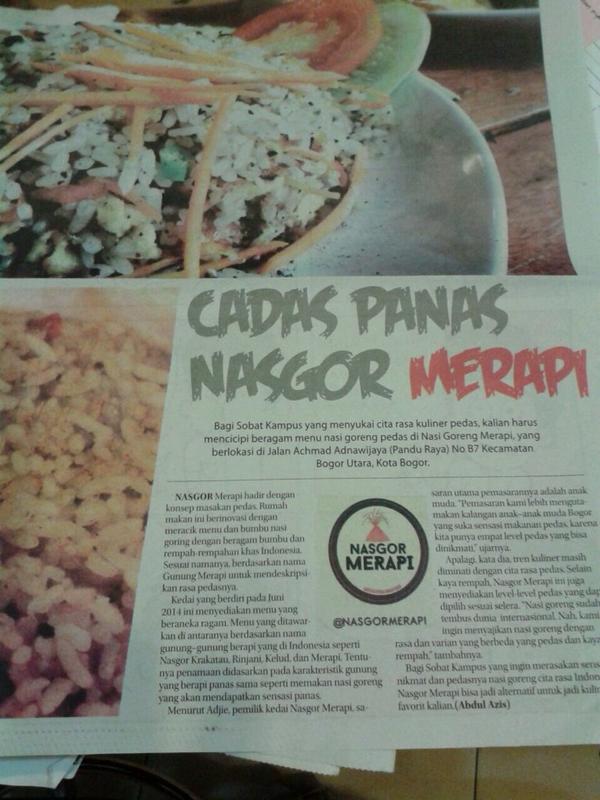 Liputan tentang Nasgor Merapi di Radar Bogor edisi Rabu, 10 September 2014