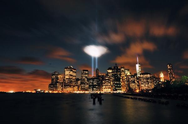 Sept11Memorial's tweet photo. Amazing photo. "@AnthonyQuintano The @Sept11Memorial #TributeInLight #NYC http://t.co/2GpCjbipbB"