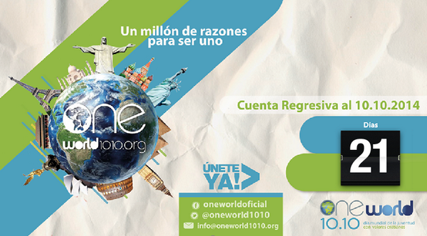 OneWorldCo's tweet photo. 21 días nos separan del inicio de una gran celebración en las calles,  hablemos al mundo de de JESÚS  #SomosOneWorld http://t.co/r9EUQKDaDT