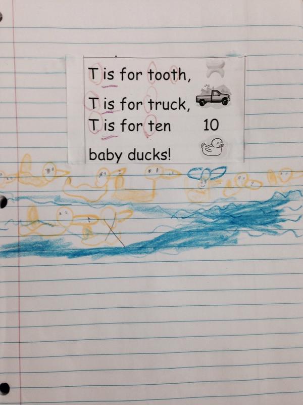Poetry in Kindergarten why not!! One of our Kinder friends letter T poem! #4excellence <a href="/BammelElem/">Bammel ES</a>