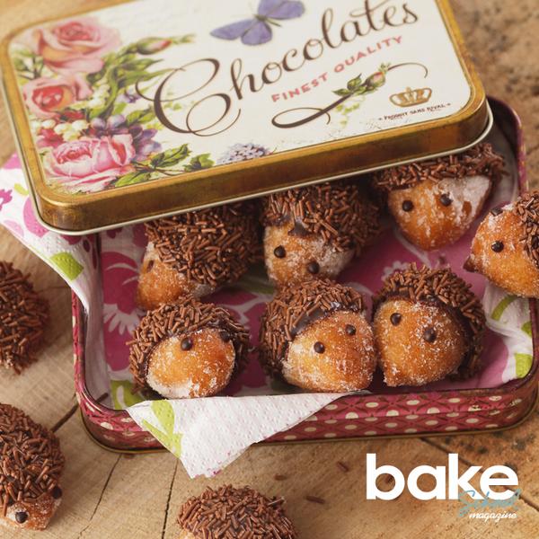 SquiresKitchen's tweet photo. Super cute hedgehog doughnuts in the A/W issue of Squires Kitchen Bake School magazine! http://t.co/j9dvt8W5ub