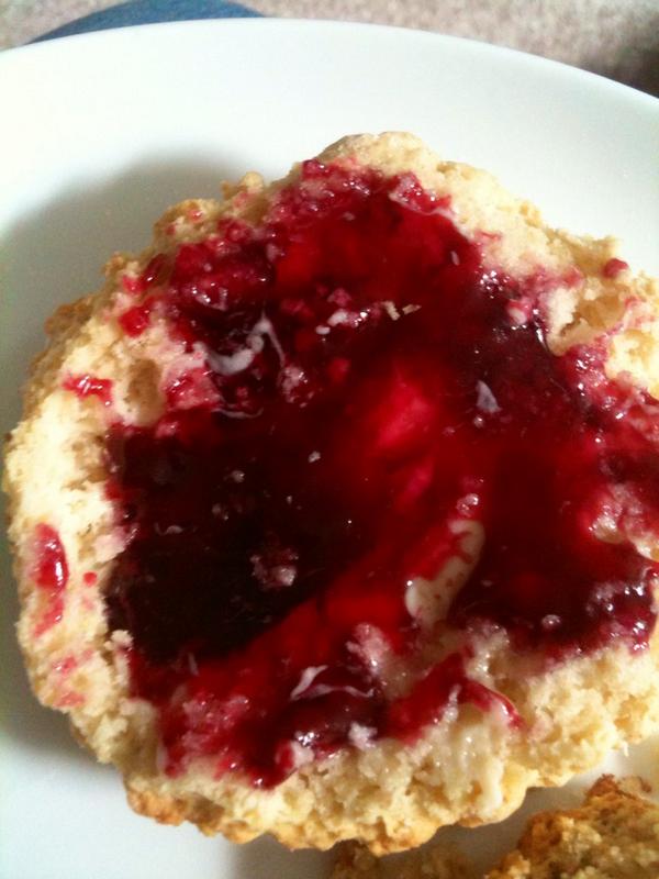 The ONLY way to eat the <a href="/Scotherbs/">Scotherbs</a> rosemary scones? Bramble jelly! #lunch