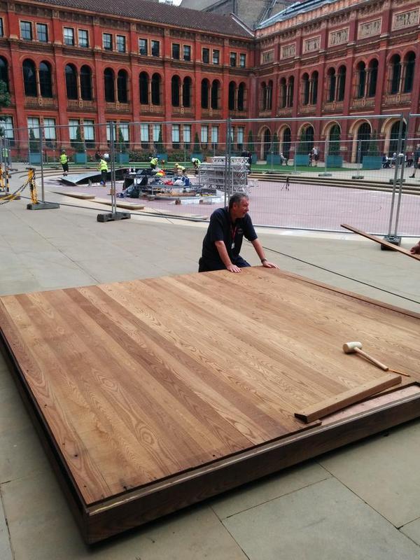 Paul's shed at V&amp;A@PaulSmithDesign floor going down