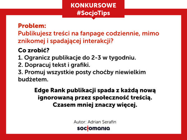 Socjomania's tweet photo. Publikujemy Wasze #SocjoTips! Stwórz swój i ślij na agnieszka@socjomania.pl. Ten poniżej stworzony przez @adseraf. http://t.co/l79UMbgHVy
