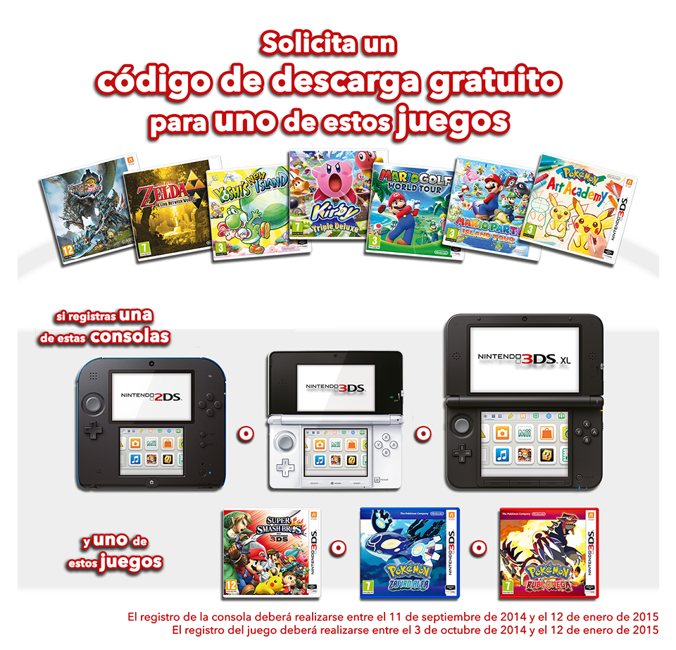 Nintendo España on Twitter: "Descubre la Promoción de invierno 2014  Nintendo #3DS: Un juego de regalo. ¡Comienza el 3/10!  http://t.co/BE9EXoyLk1 http://t.co/VnENTUtYLn" / Twitter