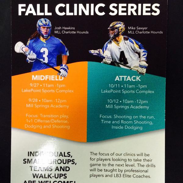 thunderlacrosse's tweet photo. ATL Fall Clinics @HankHawkins @Mjsawyer4 @CharlotteMLL sign up today! http://t.co/BGmrBYkKt6 #growthegame #hounds http://t.co/e3vkeulcpF